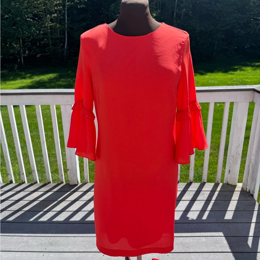 Banana Republic Vibrant Red Long Sleeve Dress